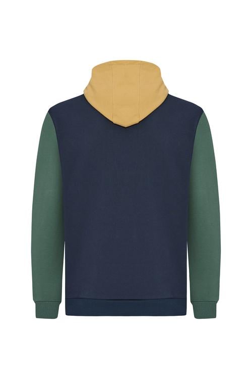 RENK BLOKLU KAPÜŞONLU SWEATSHIRT