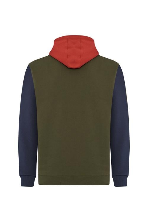  RENK BLOKLU KAPÜŞONLU SWEATSHIRT