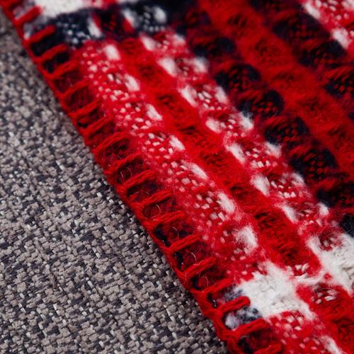  OXFORD KARELİ DİZ ÜSTÜ BATTANİYE KIRMIZI 130X170