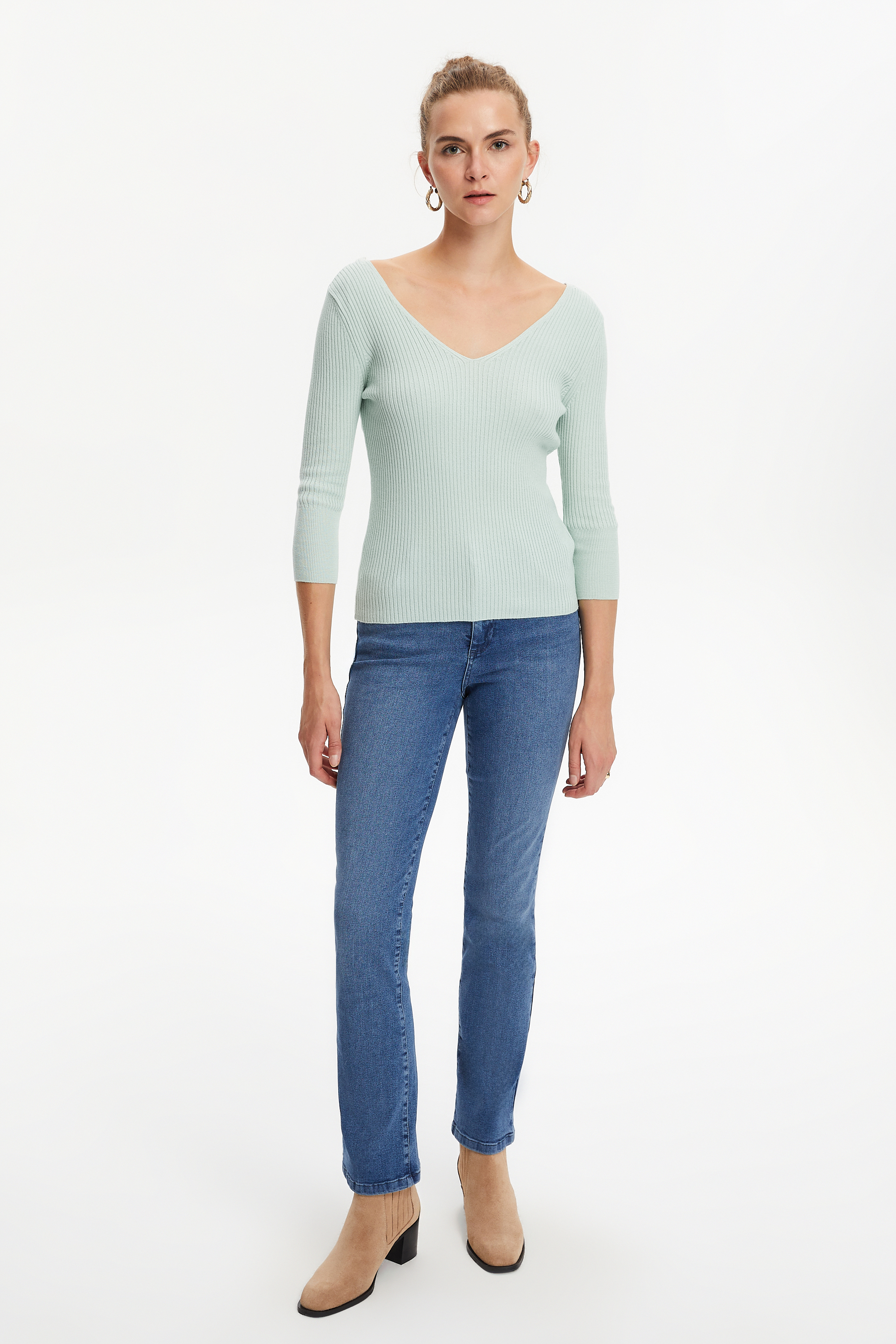 FİTİLLİ V YAKA TRİKO KAZAK