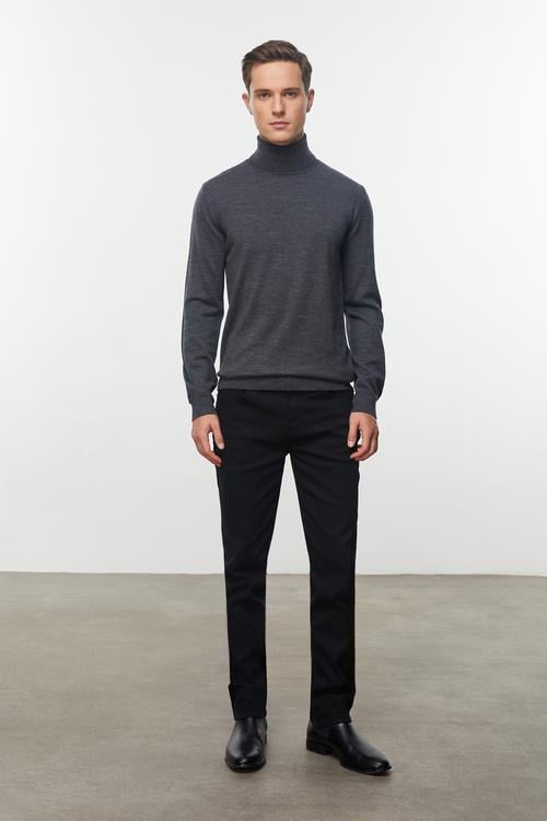  BALIKÇI YAKA MERİNO YÜN KAZAK