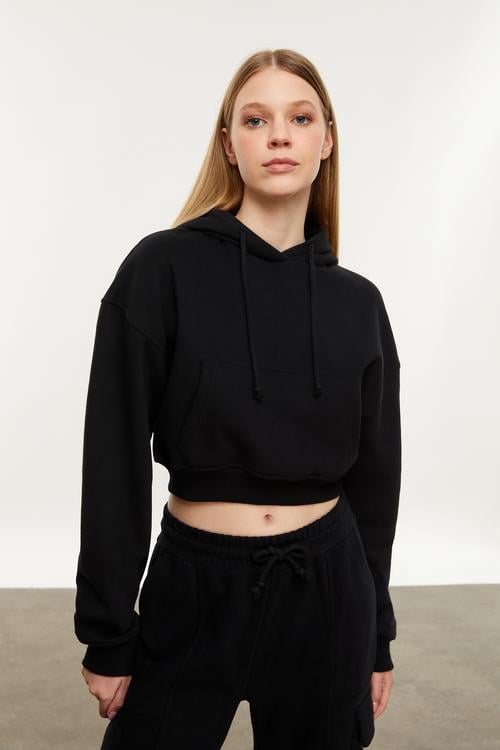 KAPÜŞONLU CROP SWEATSHIRT