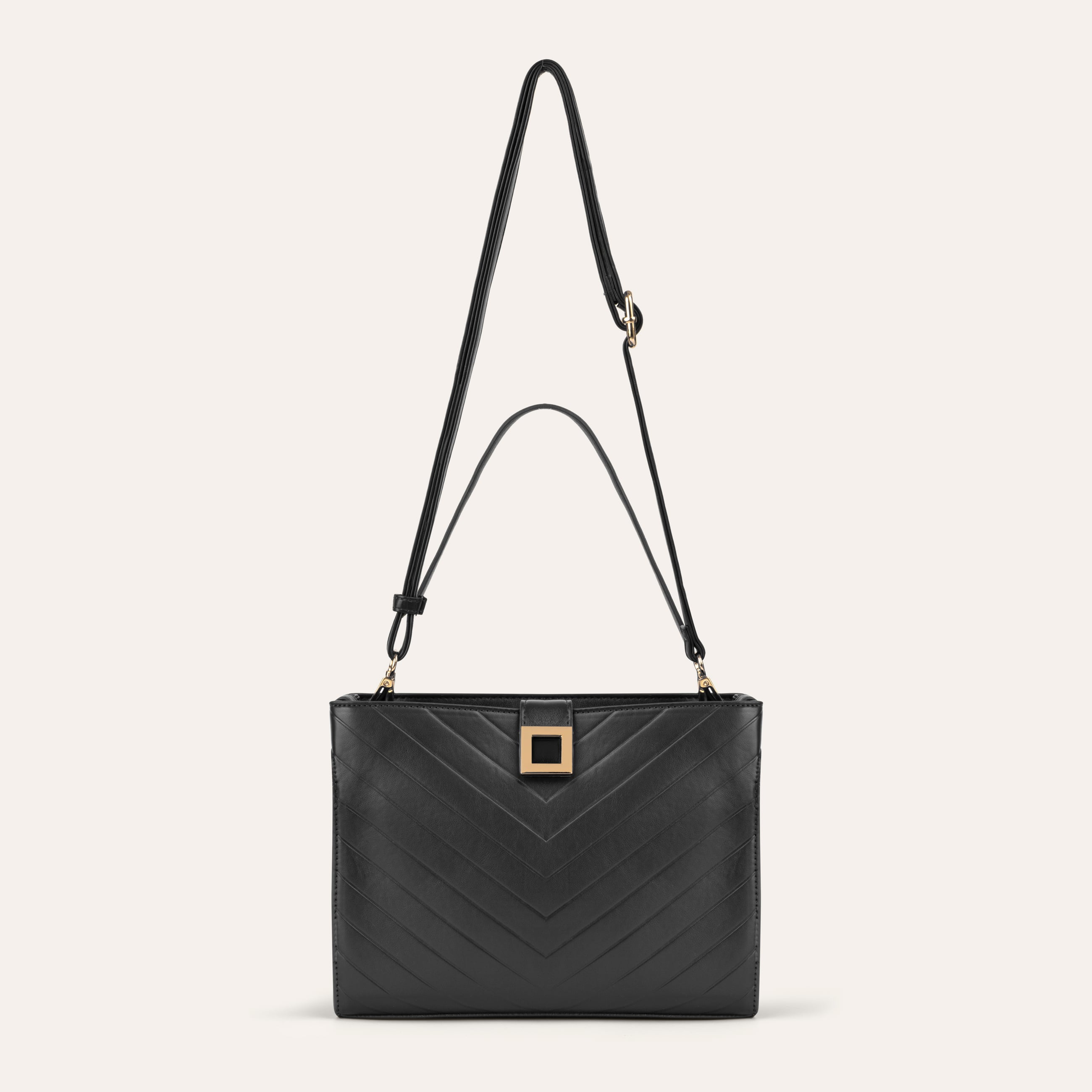 DERİ GÖRÜNÜMLÜ TOKALI EL ÇANTASI