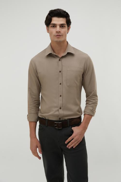  REGULAR FIT TEK CEPLİ UZUN KOLLU GÖMLEK