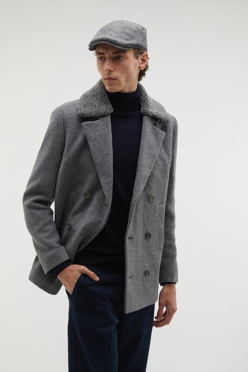 ÇIKARILABİLİR YAKA KRUVAZE KAŞE CEKET