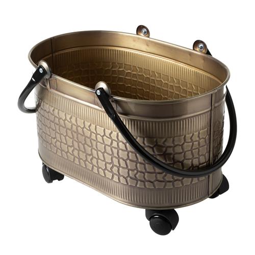  VINTAGE TEKERLEKLİ GOLD ODUN KOVASI 48 CM