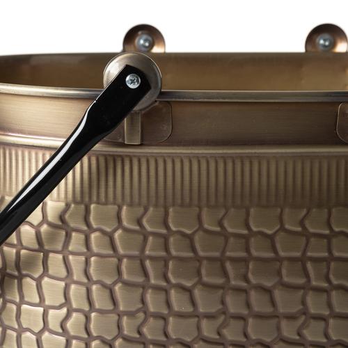  VINTAGE TEKERLEKLİ GOLD ODUN KOVASI 48 CM