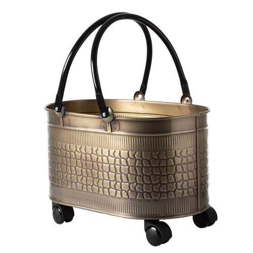  VINTAGE TEKERLEKLİ GOLD ODUN KOVASI 48 CM