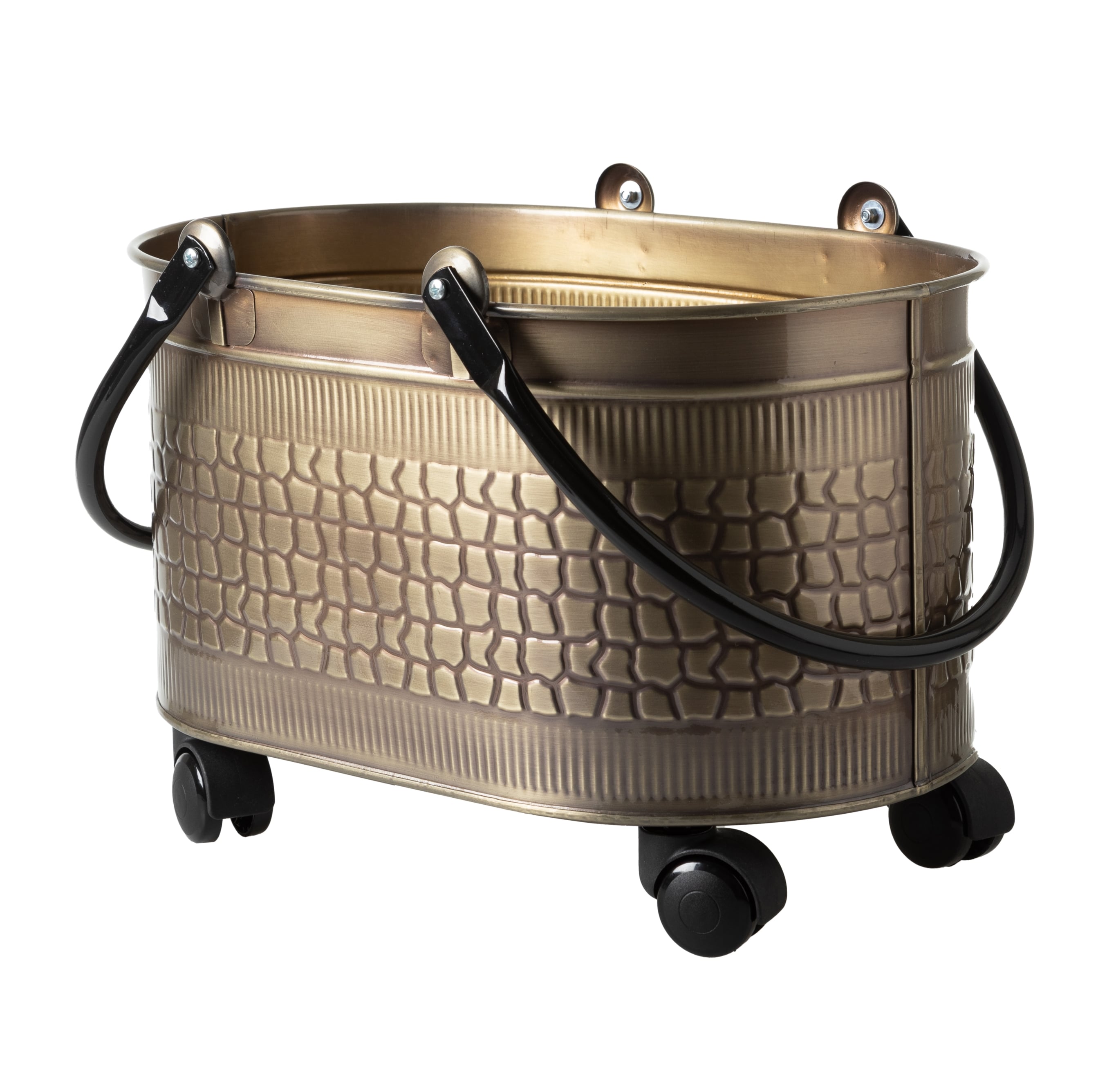 VINTAGE TEKERLEKLİ GOLD ODUN KOVASI 48 CM