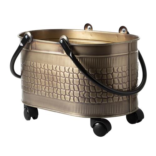  VINTAGE TEKERLEKLİ GOLD ODUN KOVASI 48 CM