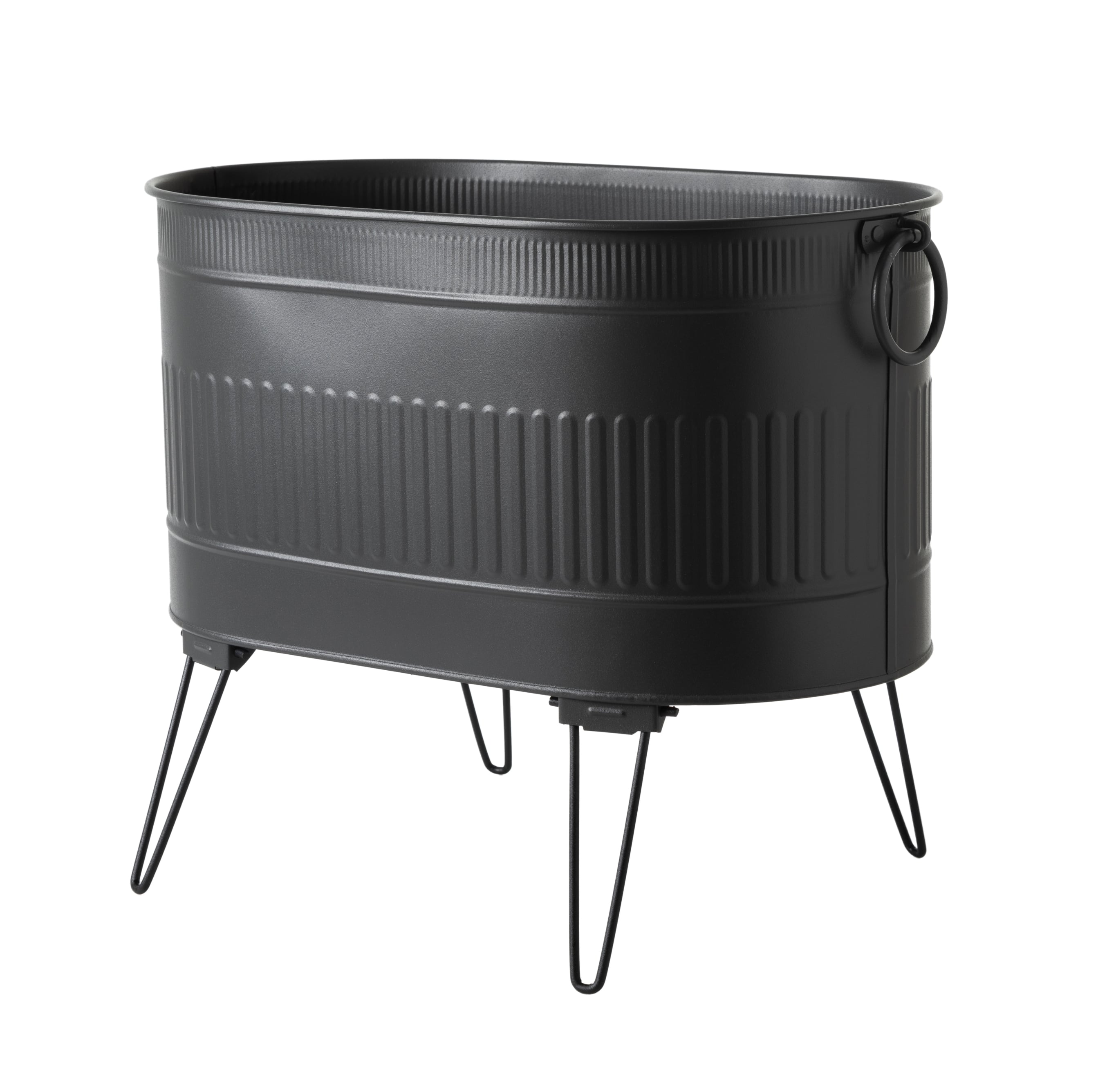 SİYAH KATLANABİLİR AYAKLI ODUN KOVASI 55 CM