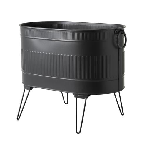 SİYAH KATLANABİLİR AYAKLI ODUN KOVASI 55 CM