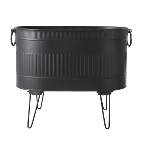 SİYAH KATLANABİLİR AYAKLI ODUN KOVASI 55 CM