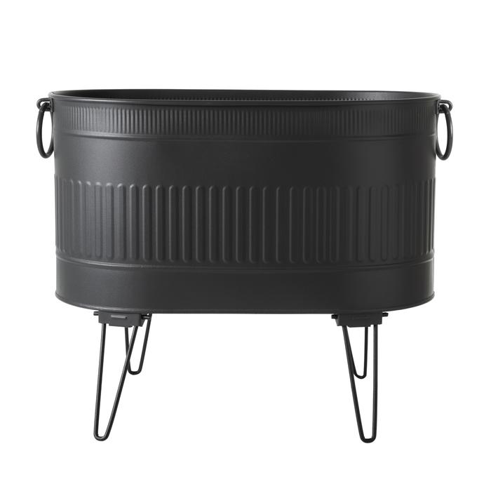 SİYAH KATLANABİLİR AYAKLI ODUN KOVASI 55 CM