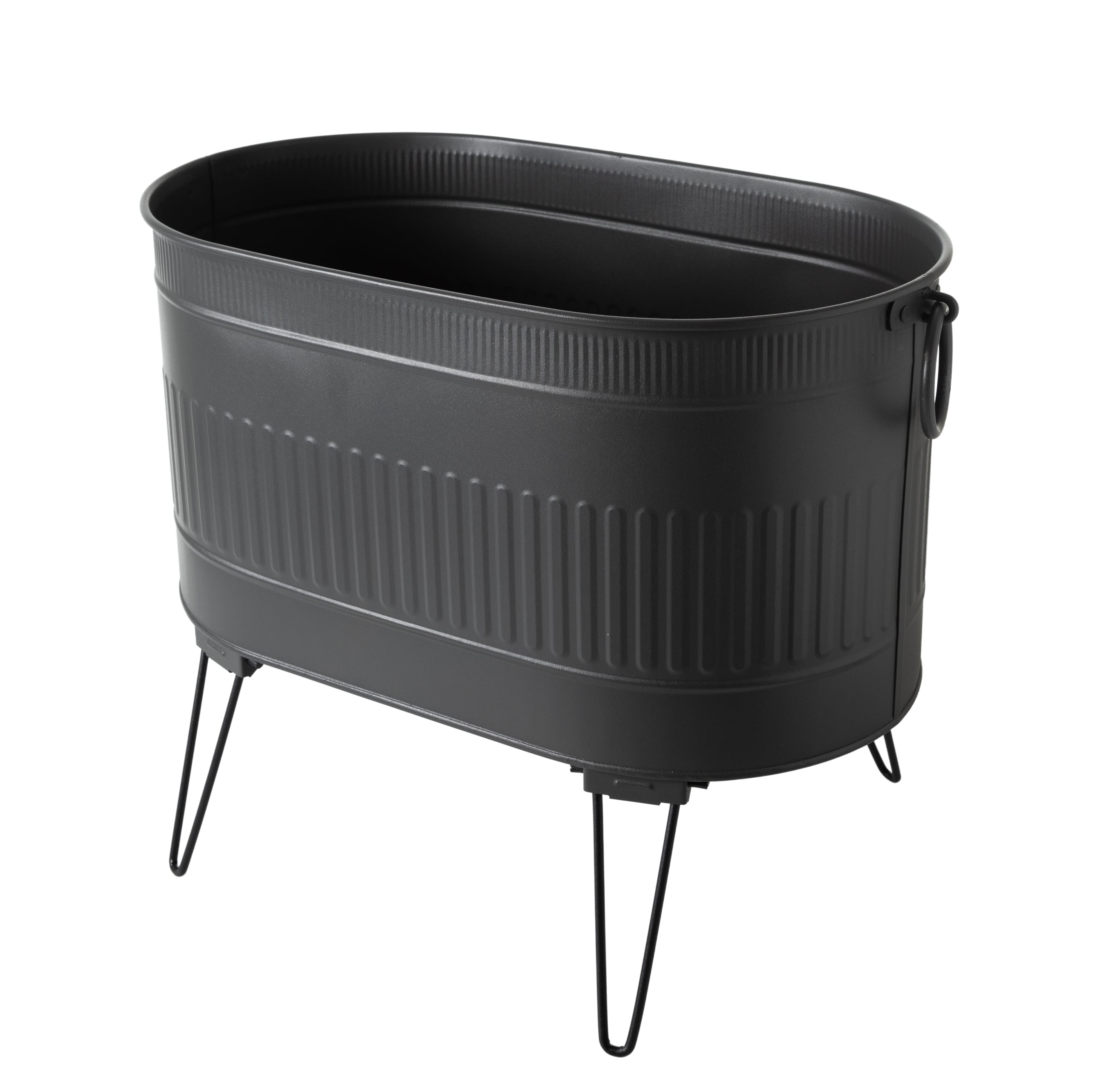 SİYAH KATLANABİLİR AYAKLI ODUN KOVASI 55 CM