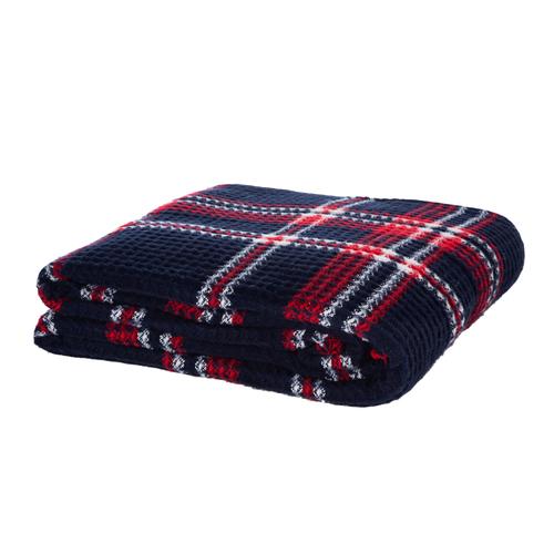  OXFORD KARELİ DİZ ÜSTÜ BATTANİYE LACİVERT 130x170