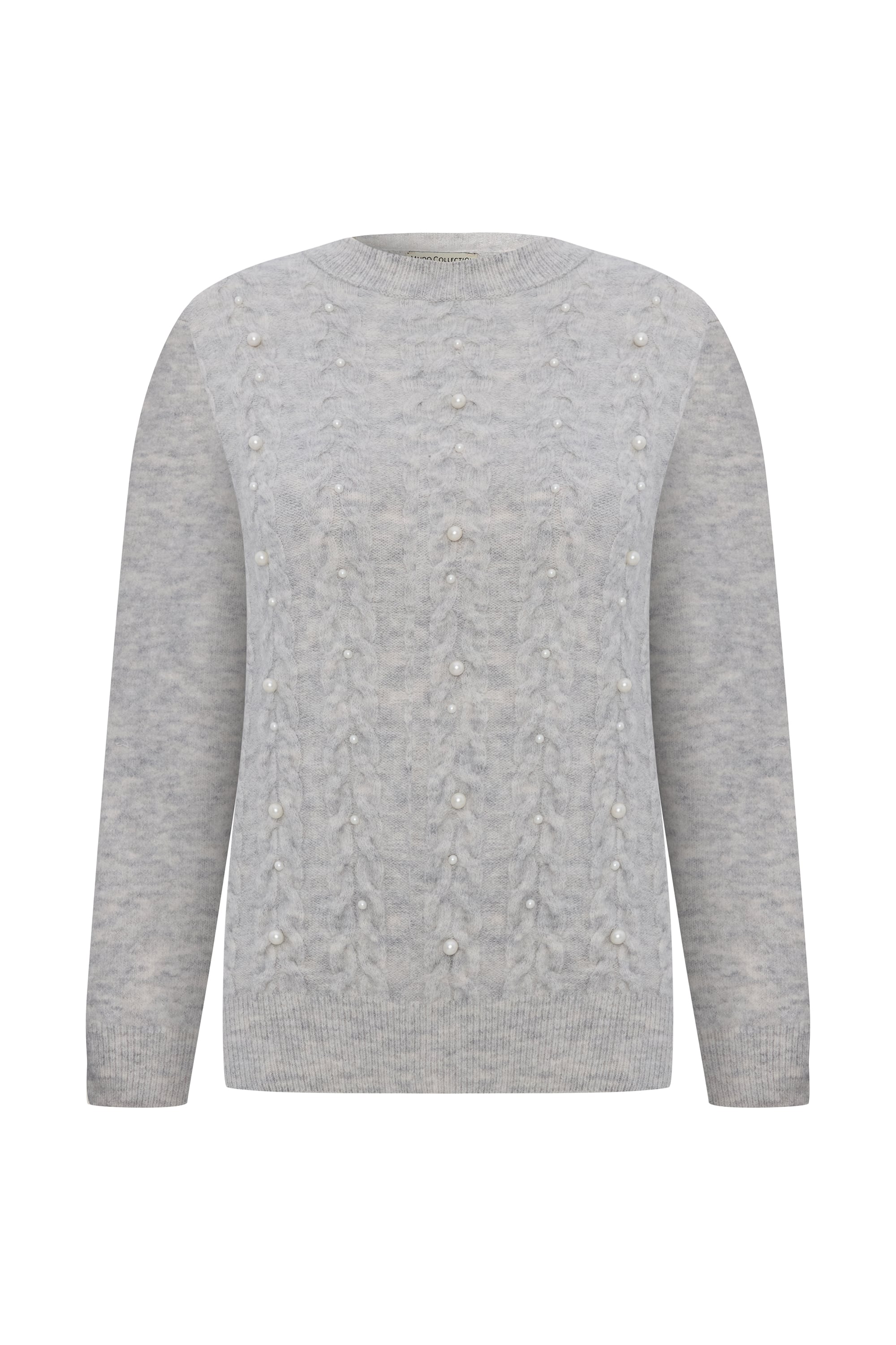 ÖRGÜLÜ İNCİ İŞLEMELİ KAZAK