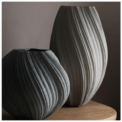  SPIRAL VAZO GRİ 34X32CM
