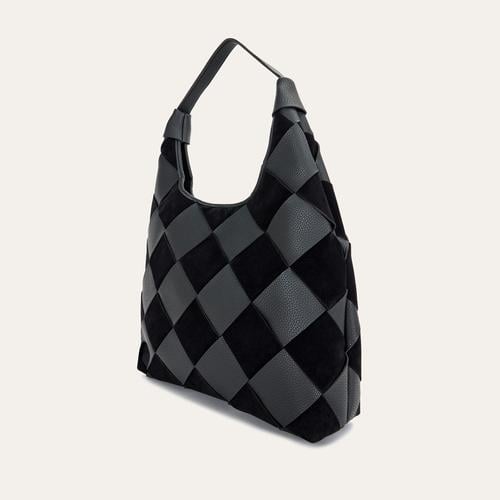  BLOKLU DERİ GÖRÜNÜMLÜ EL ÇANTASI