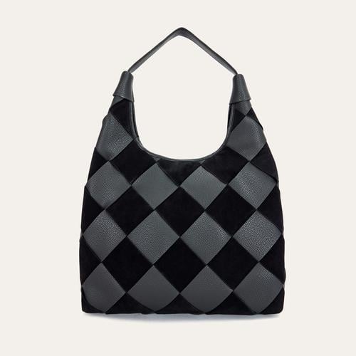  BLOKLU DERİ GÖRÜNÜMLÜ EL ÇANTASI