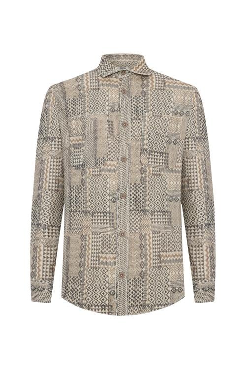 ETNİK BASKILI REGULAR FIT UZUN KOLLU GÖMLEK