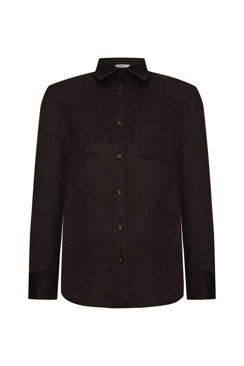 DOKULU UZUN KOLLU GÖMLEK