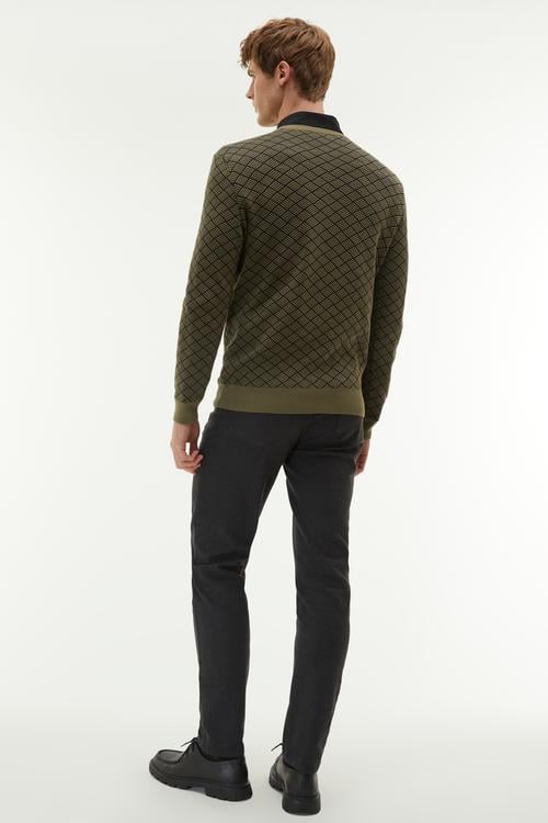 BİSİKLET YAKA JAKARLI UZUN KOLLU KAZAK