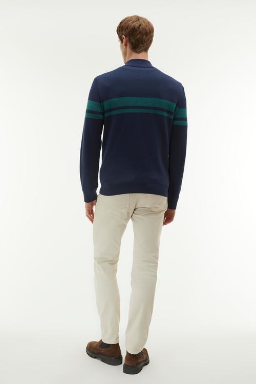  BALIKÇI YAKA RENK BLOKLU KAZAK