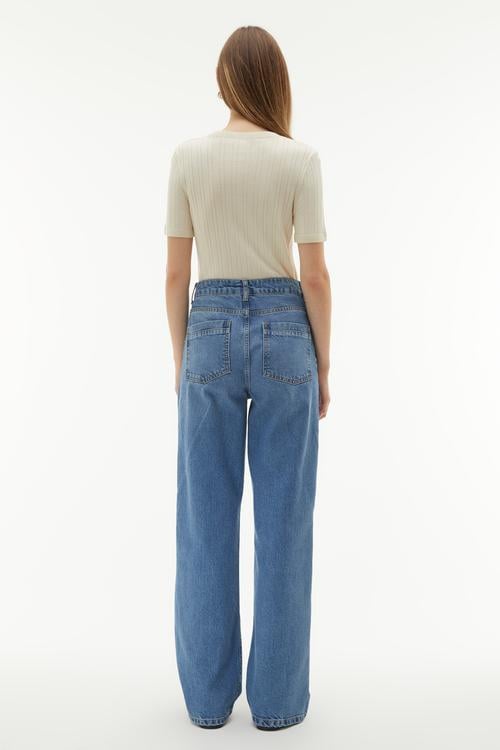 BİSİKLET YAKA FİTİLLİ KISA KOLLU KAZAK