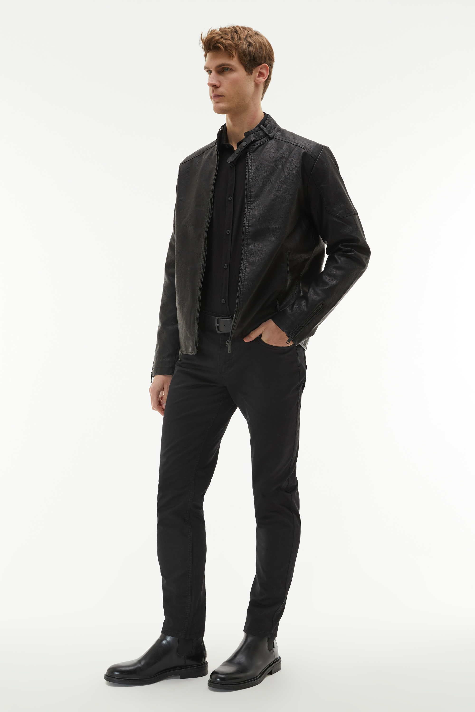 DERİ GÖRÜNÜMLÜ CEKET