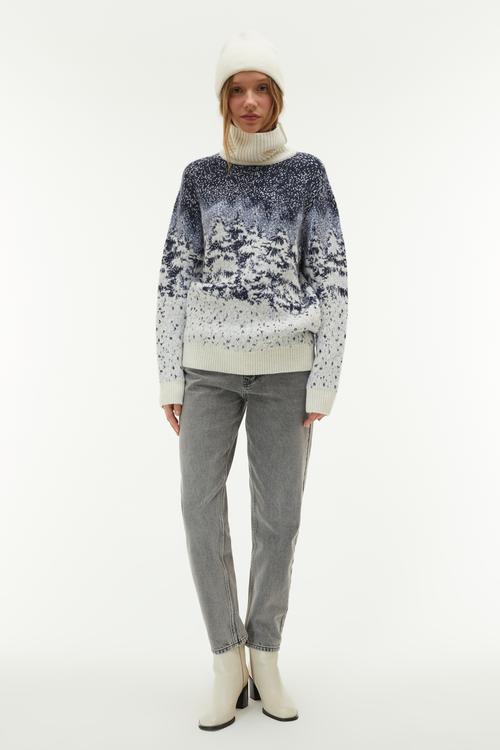  JAKARLI BALIKÇI YAKA DESENLİ KAZAK