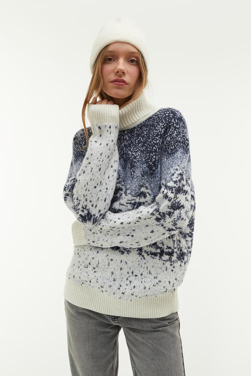  JAKARLI BALIKÇI YAKA DESENLİ KAZAK