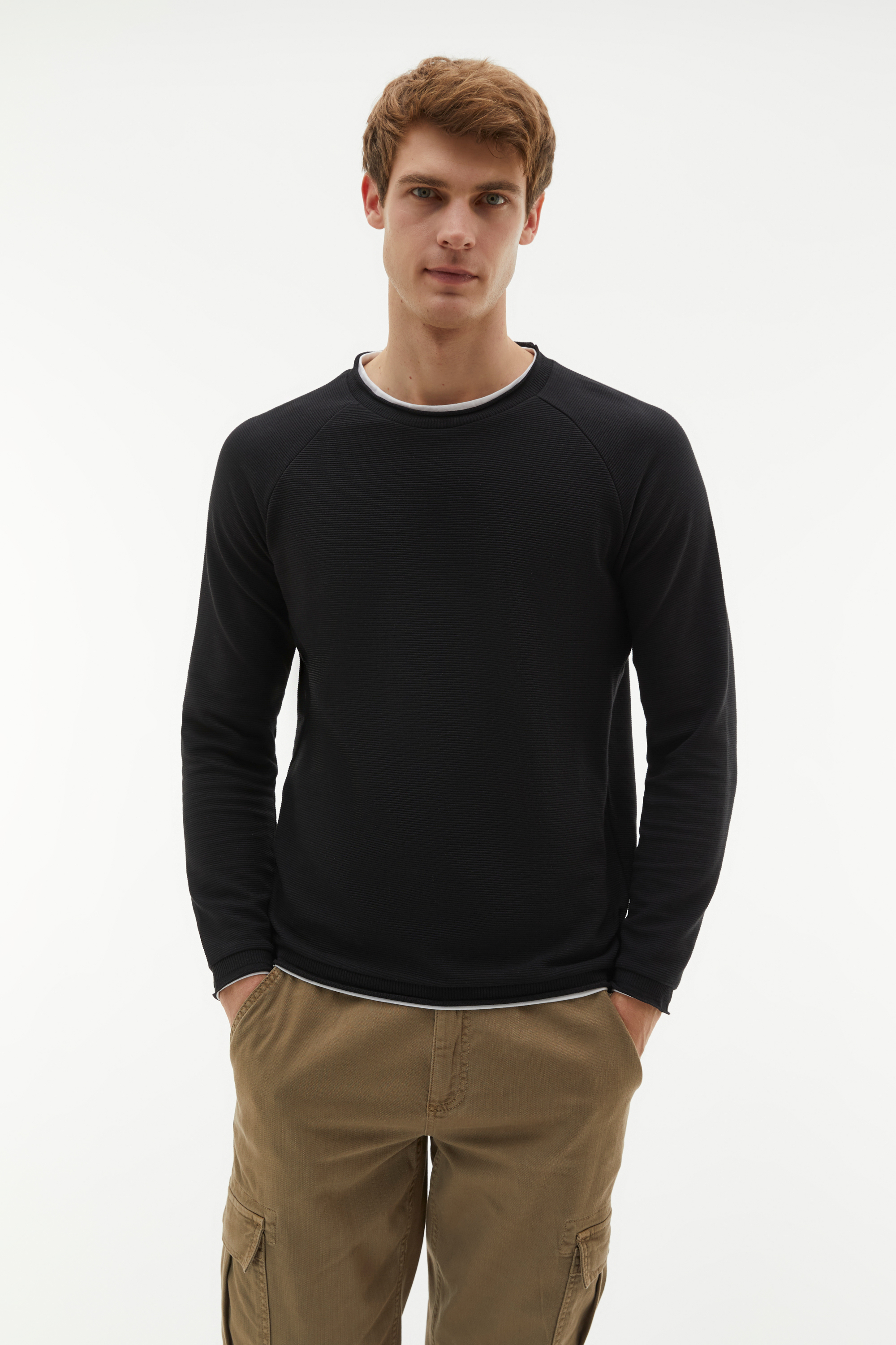 PAMUKLU BİSİKLET YAKA SWEATSHIRT