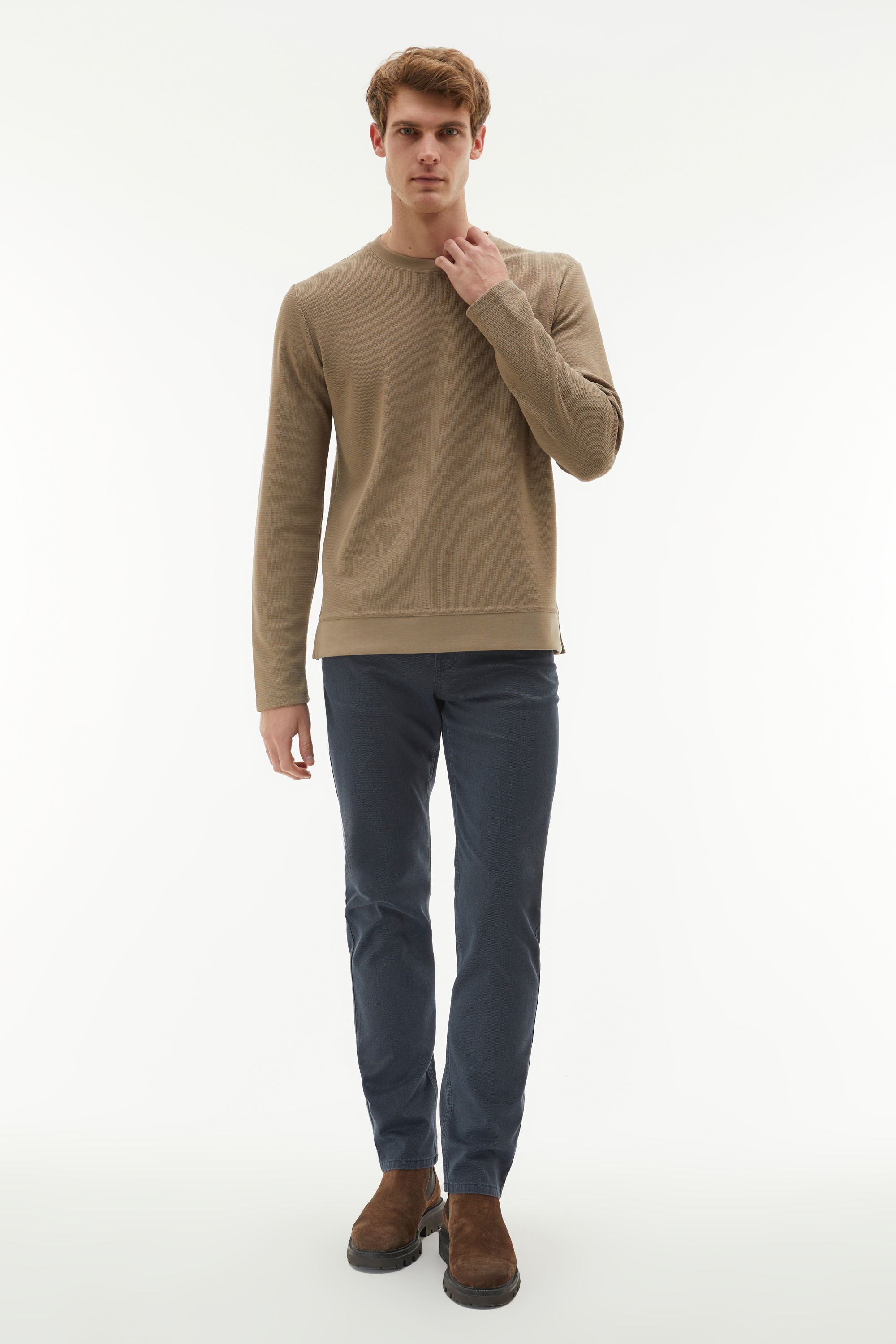 BİSİKLET YAKA UZUN KOLLU SWEATSHIRT