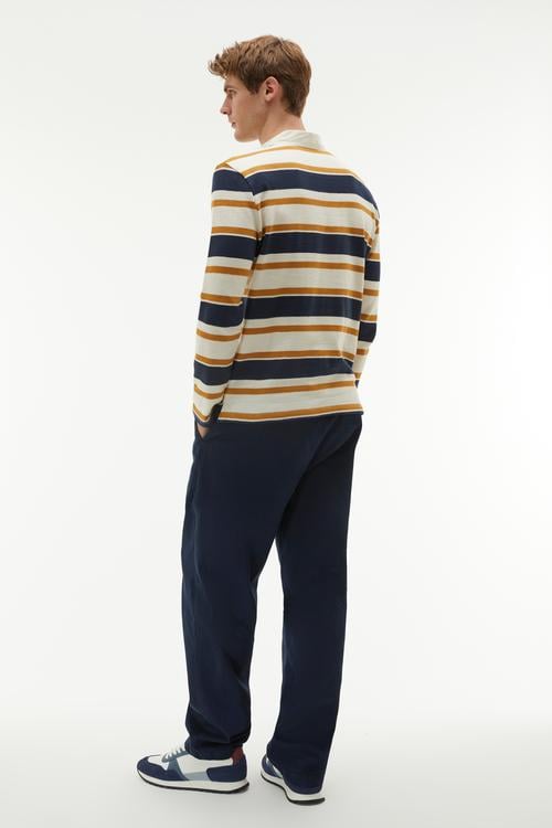 ÇİZGİLİ POLO YAKA TRİKO KAZAK