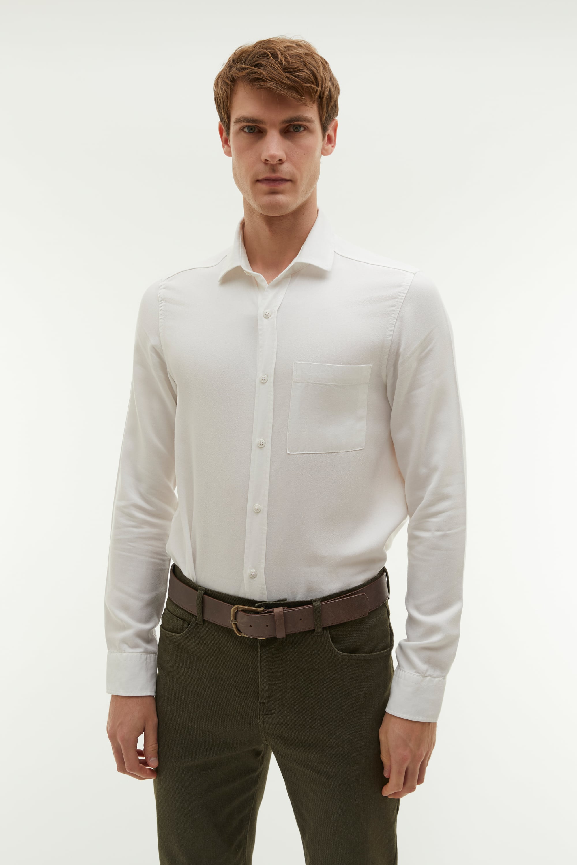 REGULAR FIT TEK CEPLİ UZUN KOLLU GÖMLEK