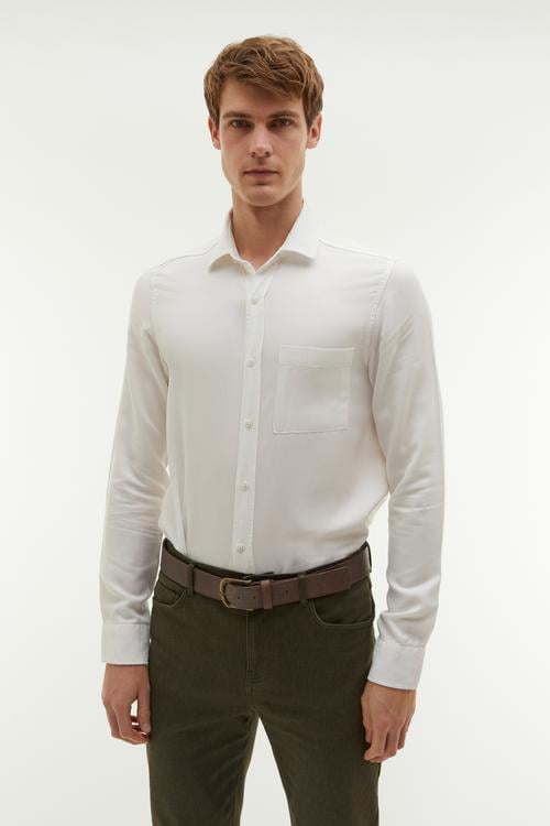 REGULAR FIT TEK CEPLİ UZUN KOLLU GÖMLEK