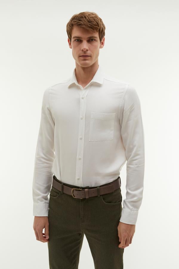 REGULAR FIT TEK CEPLİ UZUN KOLLU GÖMLEK