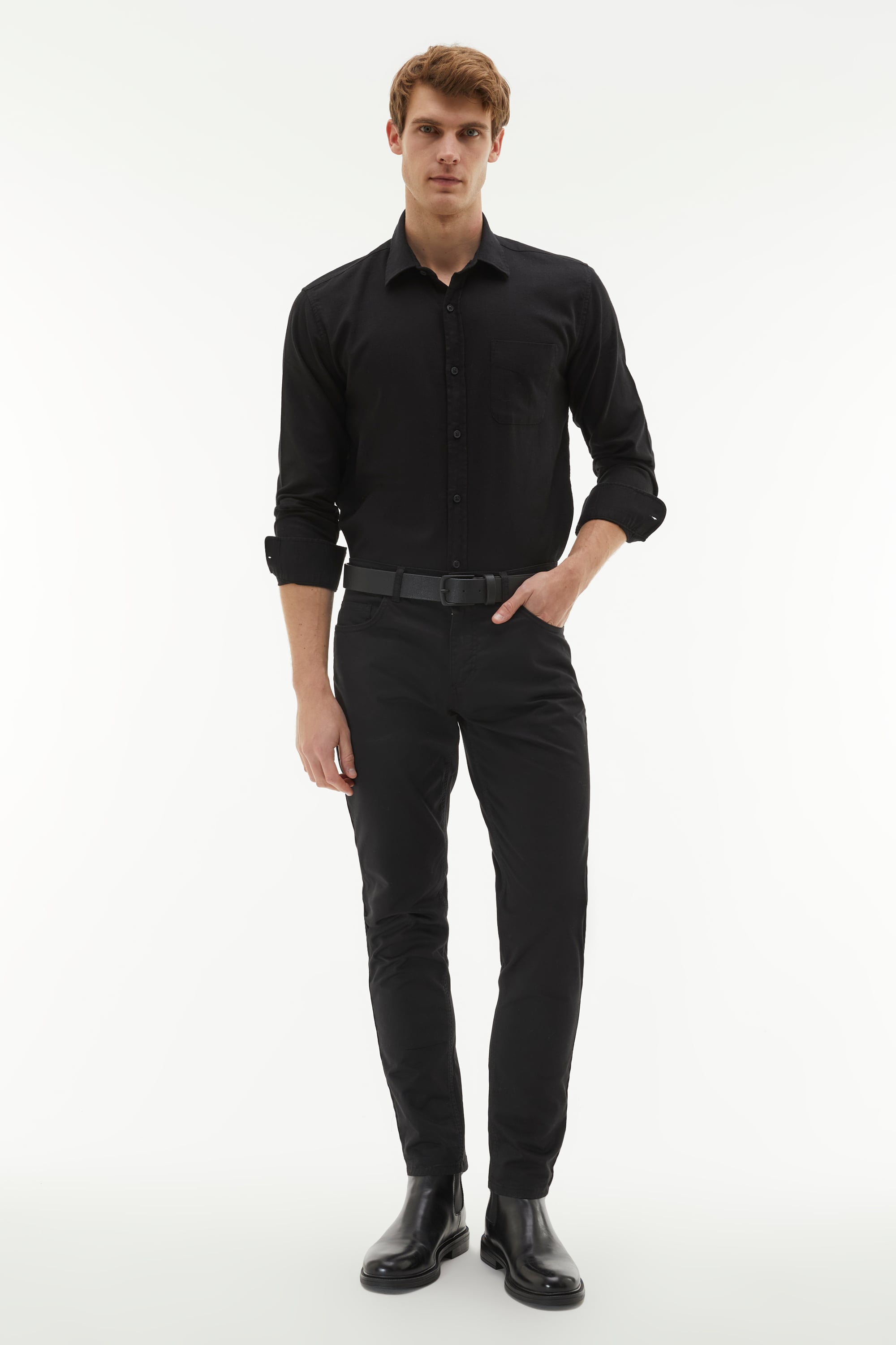 REGULAR FIT TEK CEPLİ UZUN KOLLU GÖMLEK