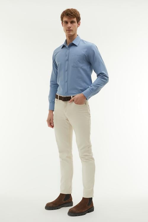 REGULAR FIT TEK CEPLİ UZUN KOLLU GÖMLEK