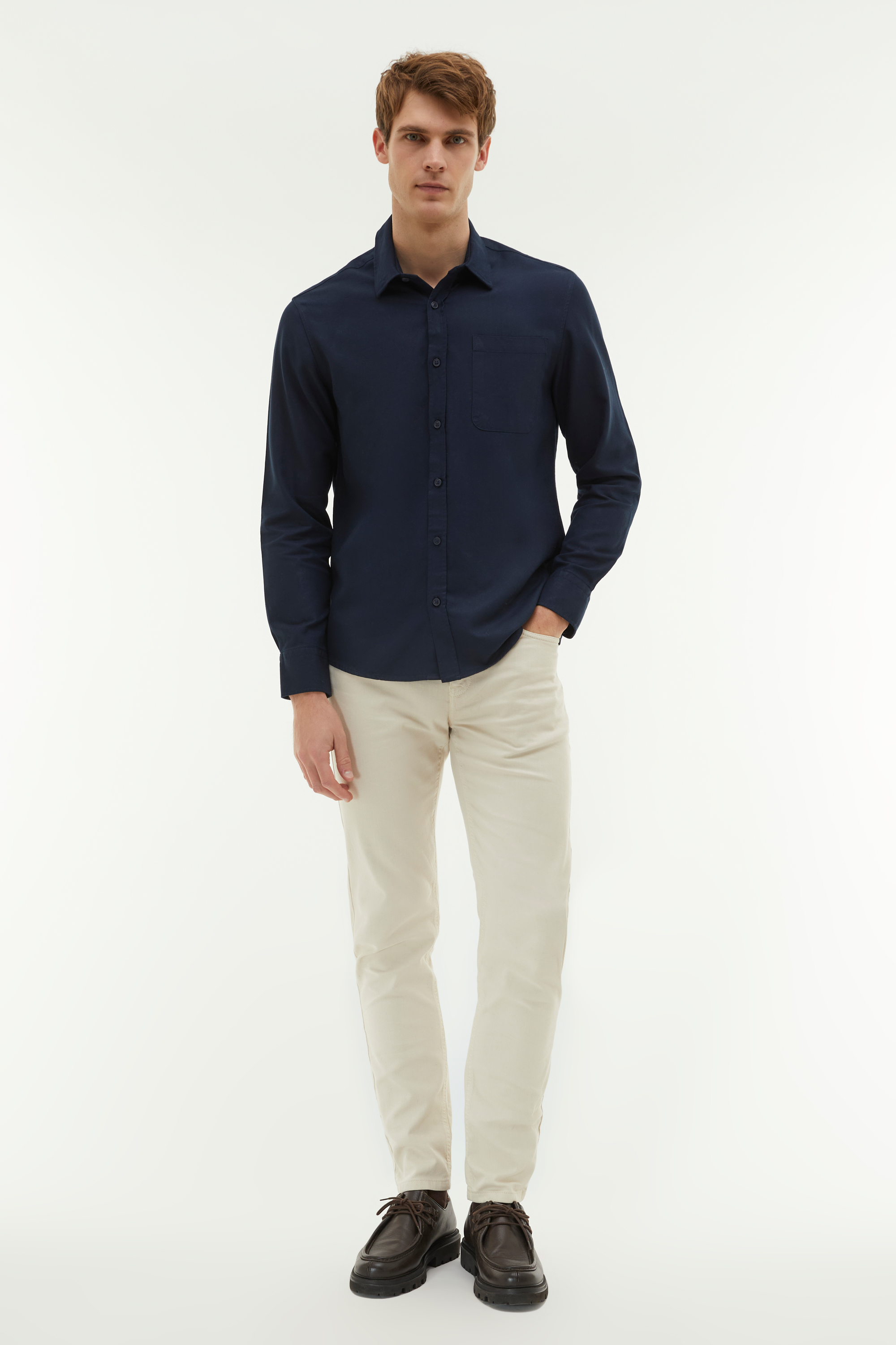 REGULAR FIT TEK CEPLİ UZUN KOLLU GÖMLEK