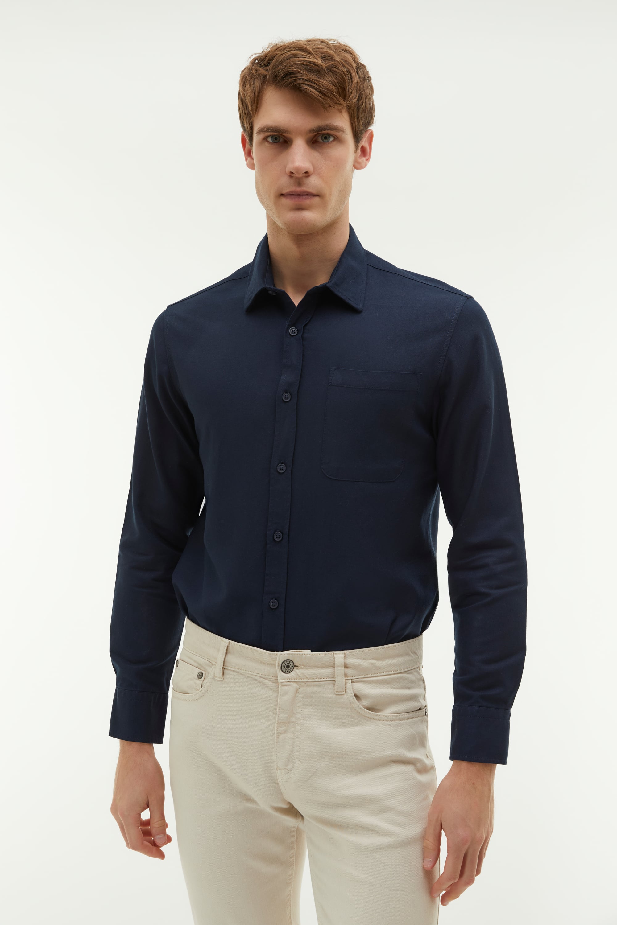 REGULAR FIT TEK CEPLİ UZUN KOLLU GÖMLEK