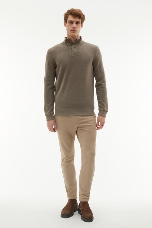  DİK YAKA ÖRME SWEATSHIRT