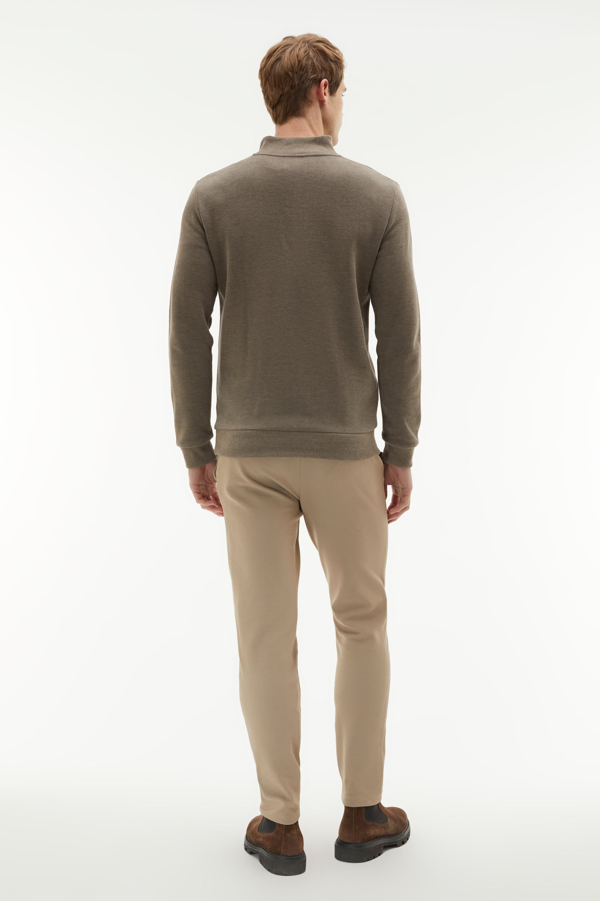 DİK YAKA ÖRME SWEATSHIRT