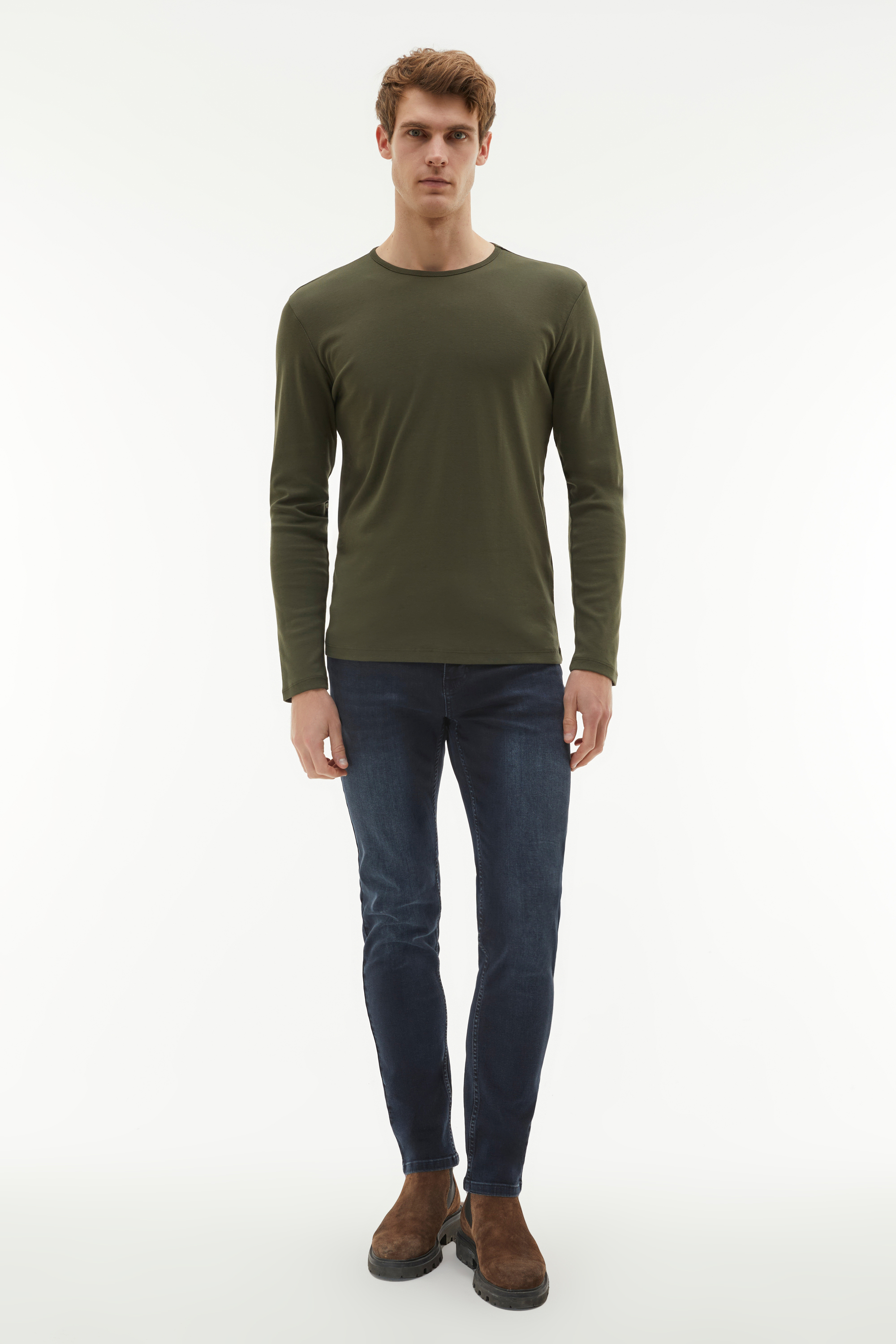 BİSİKLET YAKA UZUN KOLLU T-SHIRT