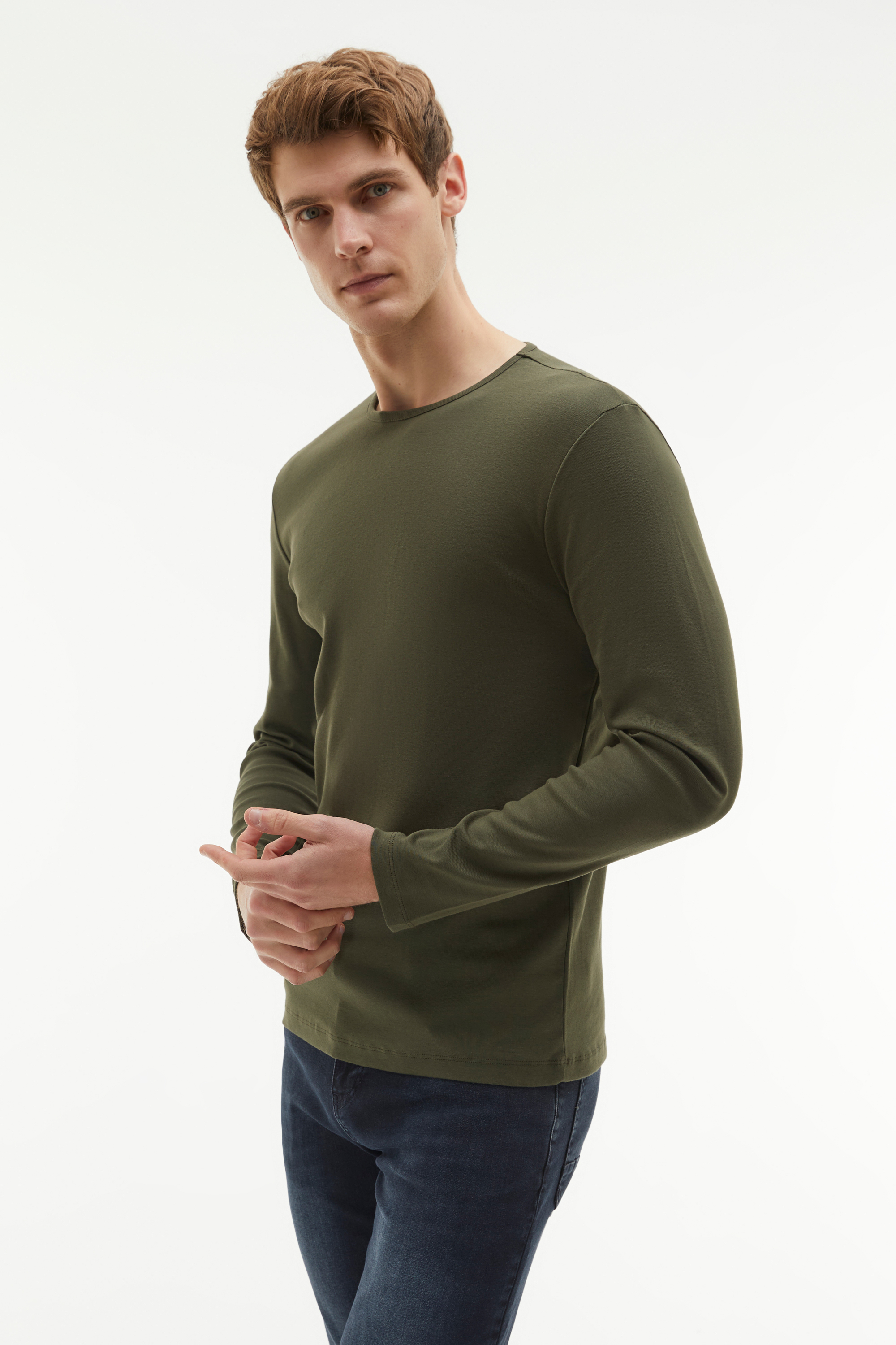 BİSİKLET YAKA UZUN KOLLU T-SHIRT