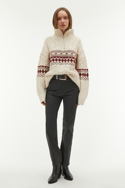 JAKARLI FERMUARLI DİK YAKA SWEATSHIRT