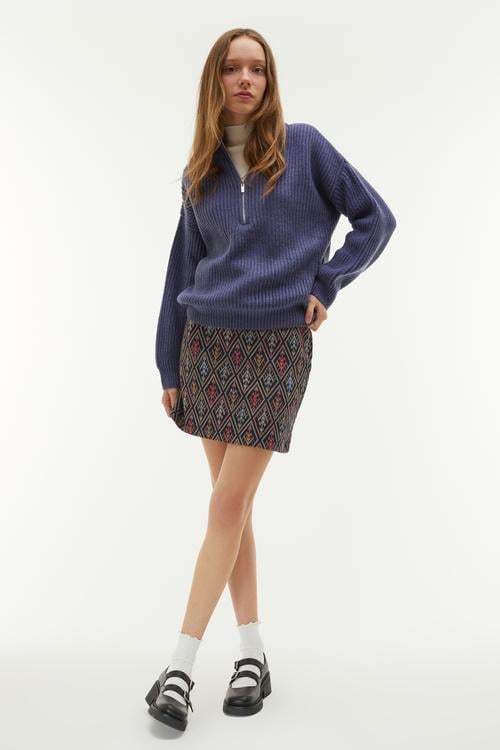  DİK YAKA FERMUARLI KAZAK