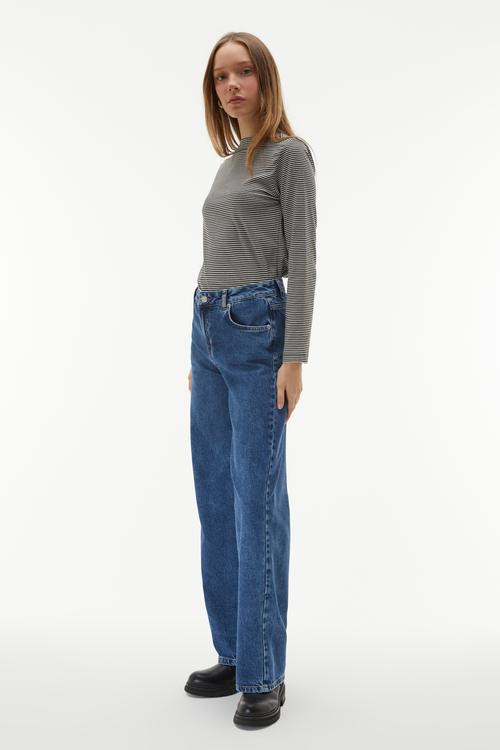  ÇİZGİLİ KAYIK YAKA UZUN KOLLU T-SHIRT