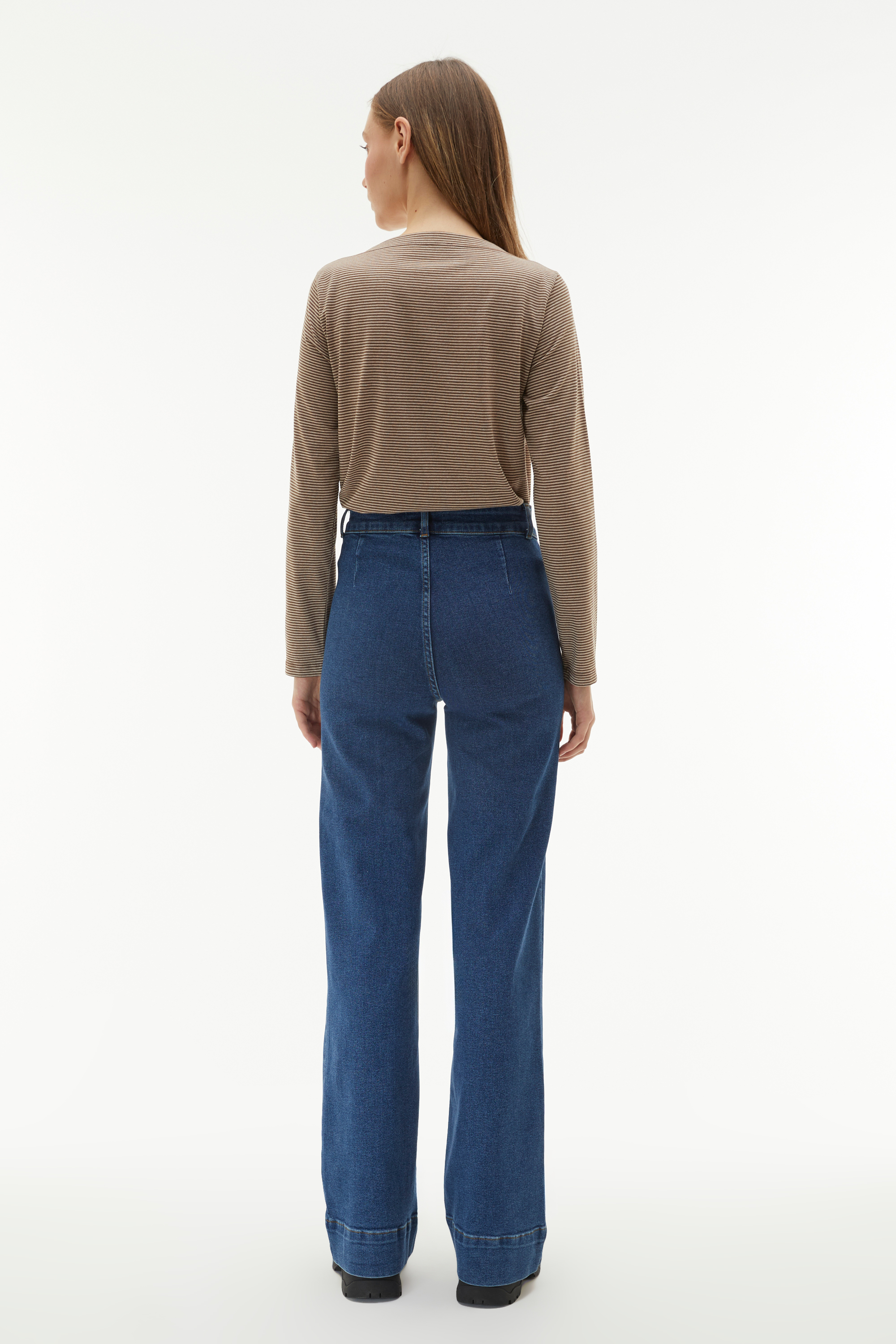 ÇİZGİLİ KAYIK YAKA UZUN KOLLU T-SHIRT